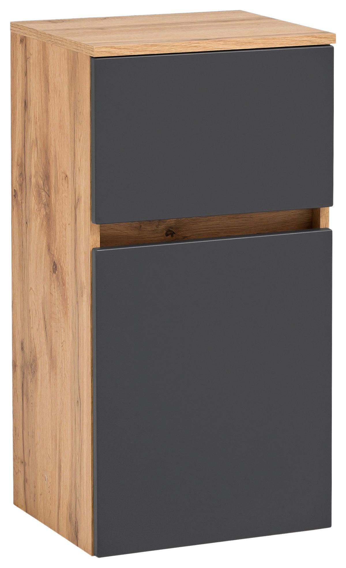 Unterschrank Kopenhagen B: 40 Cm Grau/eiche Dekor - Eichefarben/Silberfarben, KONVENTIONELL, Holzwerkstoff (40/79/35cm) - Held