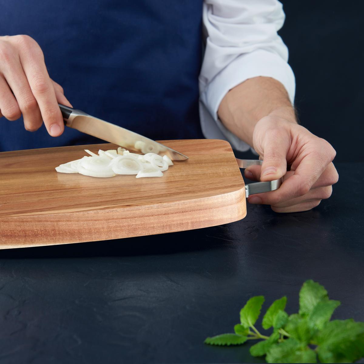 Kuchyňské prkénko Profi Line, 37/23cm - barvy akácie, Konvenční, kov/dřevo (37/23/3cm) - Gourmesto
