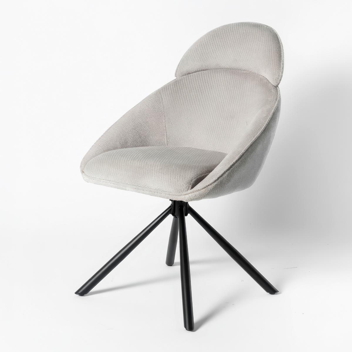 Stolička s podrúčkami Maira, bledo-sivá, s látkovým poťahom - čierna/svetlosivá, Modern, kov/textil (59,5/93/66cm) - Bessagi Home