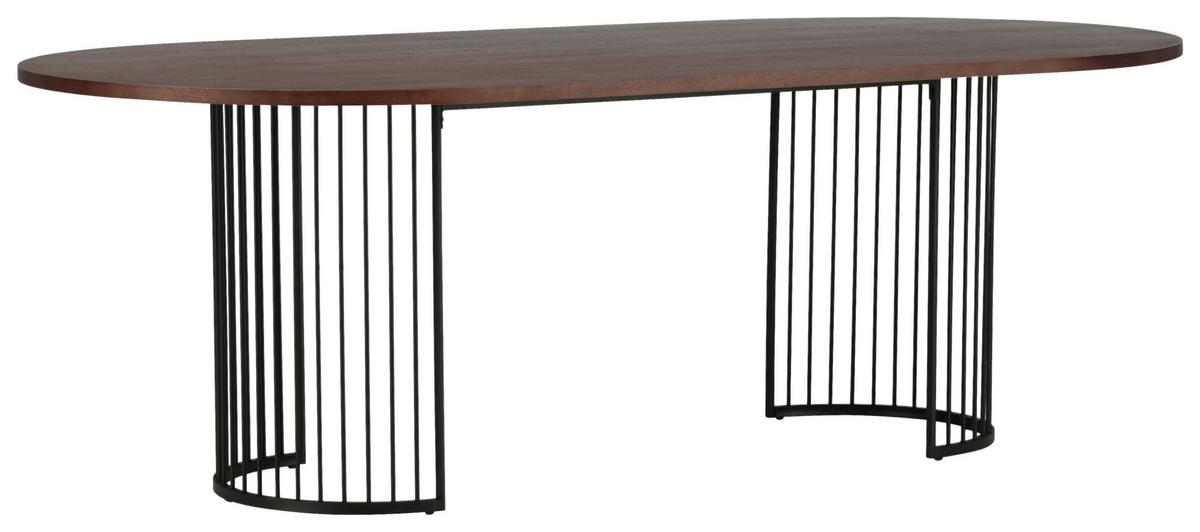 Esstisch Hamneksär - Dunkelbraun/Schwarz, Design, Holzwerkstoff/Metall (220/110/75cm) - Livetastic