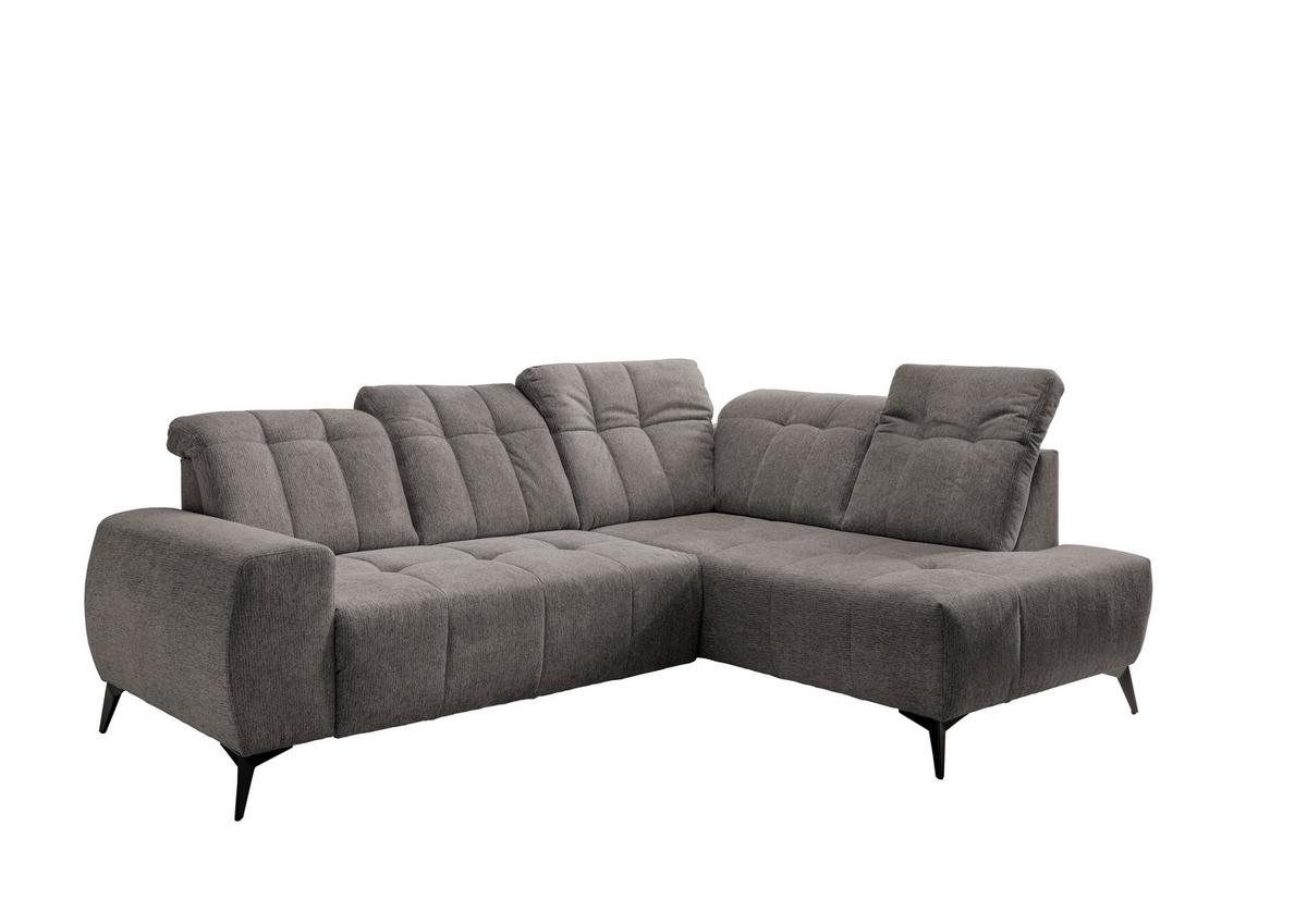 Ecksofa mit USB Anschluss Sano, Graubraun, S: 261x200 cm - Graubraun/Schwarz, MODERN, Textil (261/200cm) - Livetastic