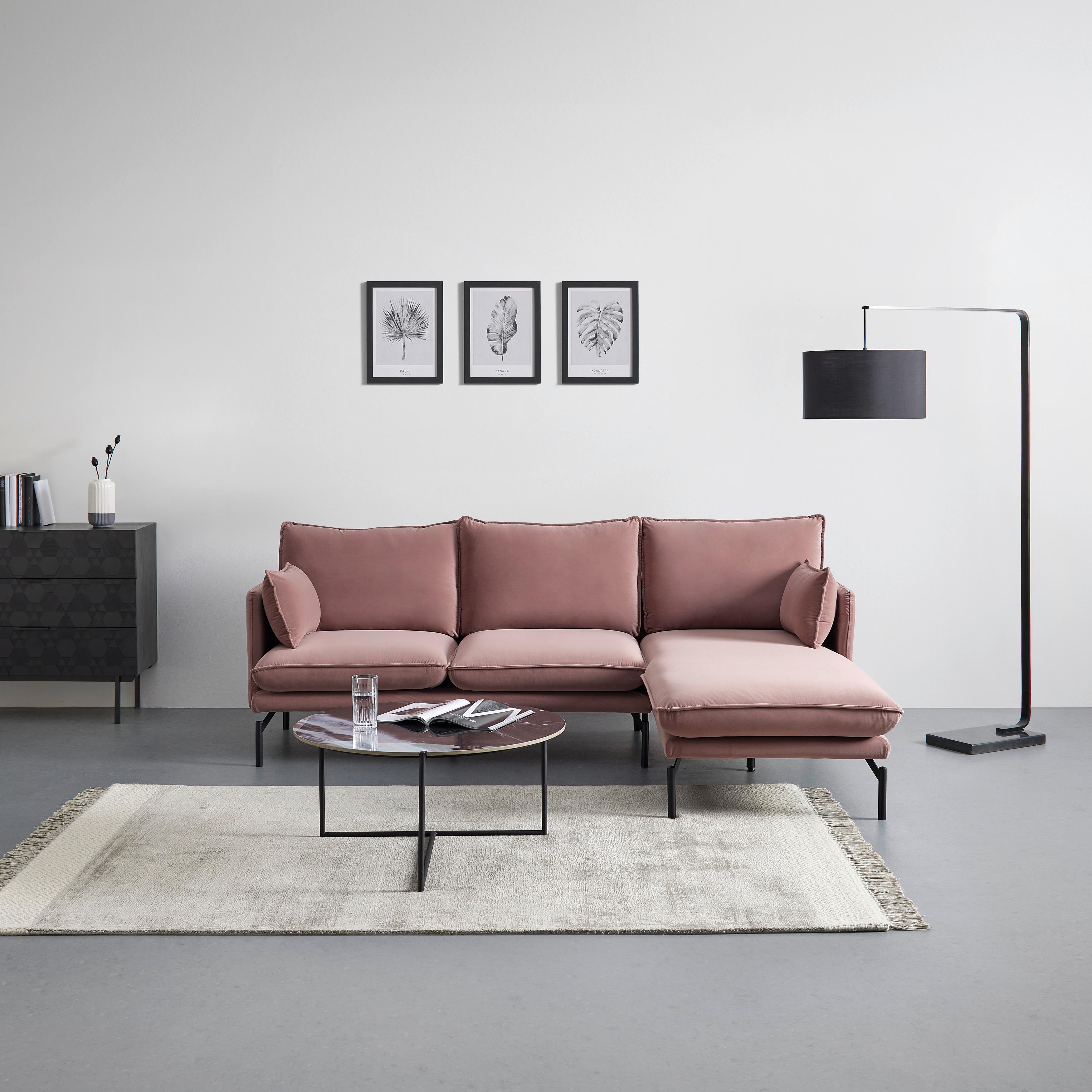 Sedacia súprava ROSA ružová - čierna/ružová, Modern, kov/textil (226/84/163cm) - Bessagi Home