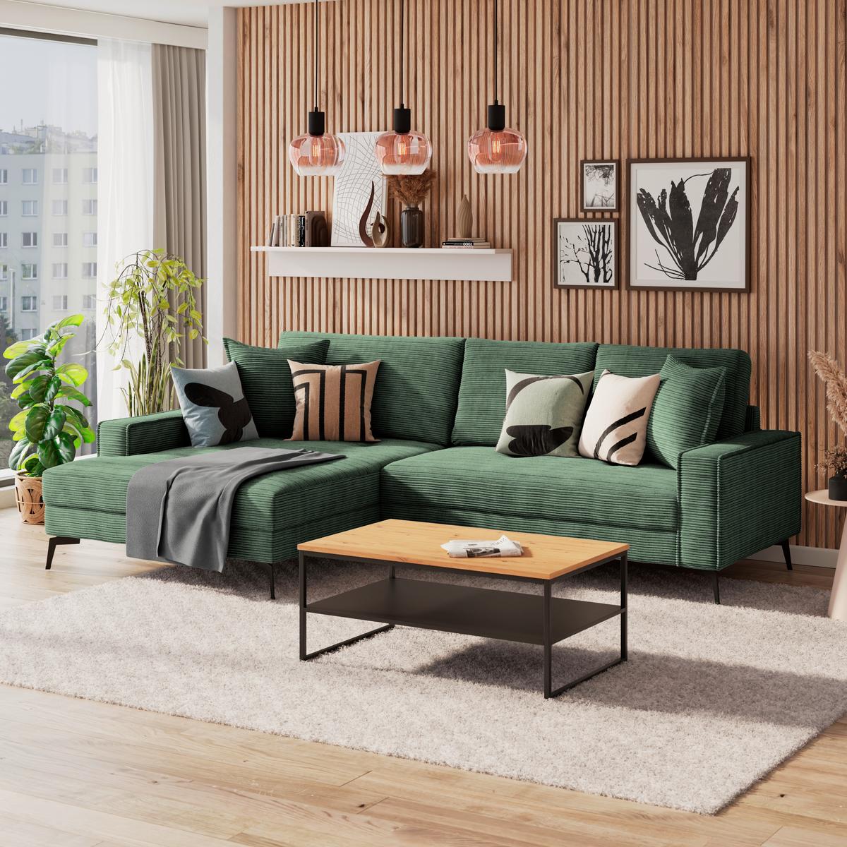 Ecksofa Zero Grün 173x286 cm - Schwarz/Grün, Trend, Textil (173/286cm)