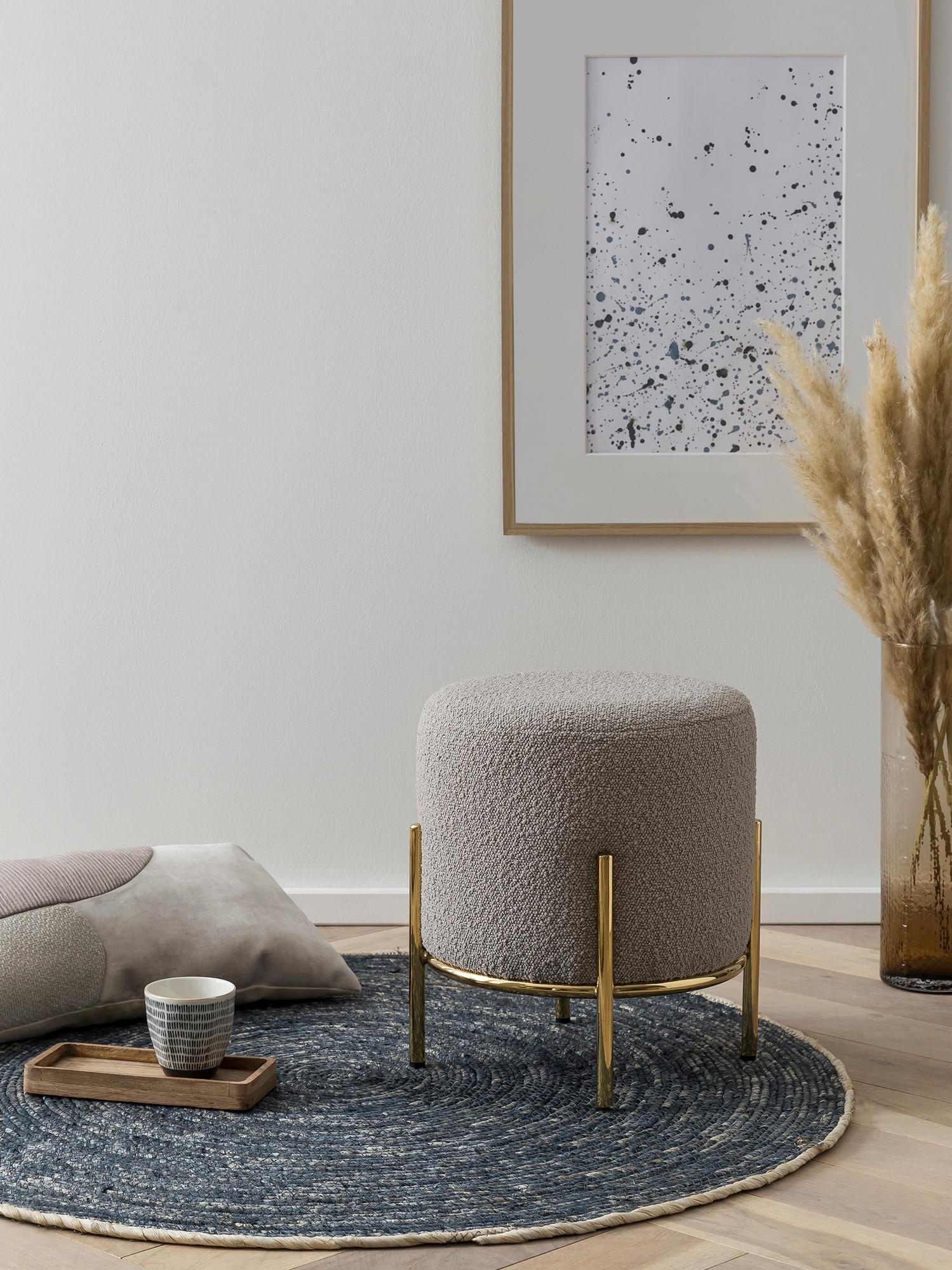 Hocker Taupe, Goldfarben B: 35 Cm - Taupe/Goldfarben, MODERN, Textil (35/38/35cm) - Livetastic