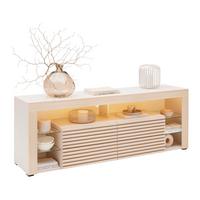 TV komoda GOAL dub Riva /Kašmír - barvy dubu/kašmírová, Moderní, kompozitní dřevo/sklo (179/67/44cm) - Based