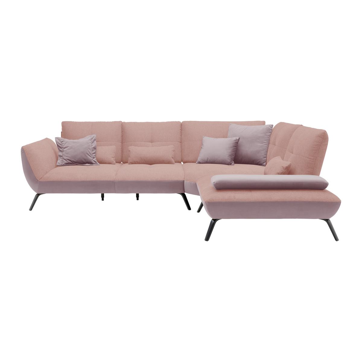Rohová sedačka TRENDY, pravá, šeříková / růžová - růžová/černá, Moderní, kov/kompozitní dřevo (310/93/250cm) - Premium Living
