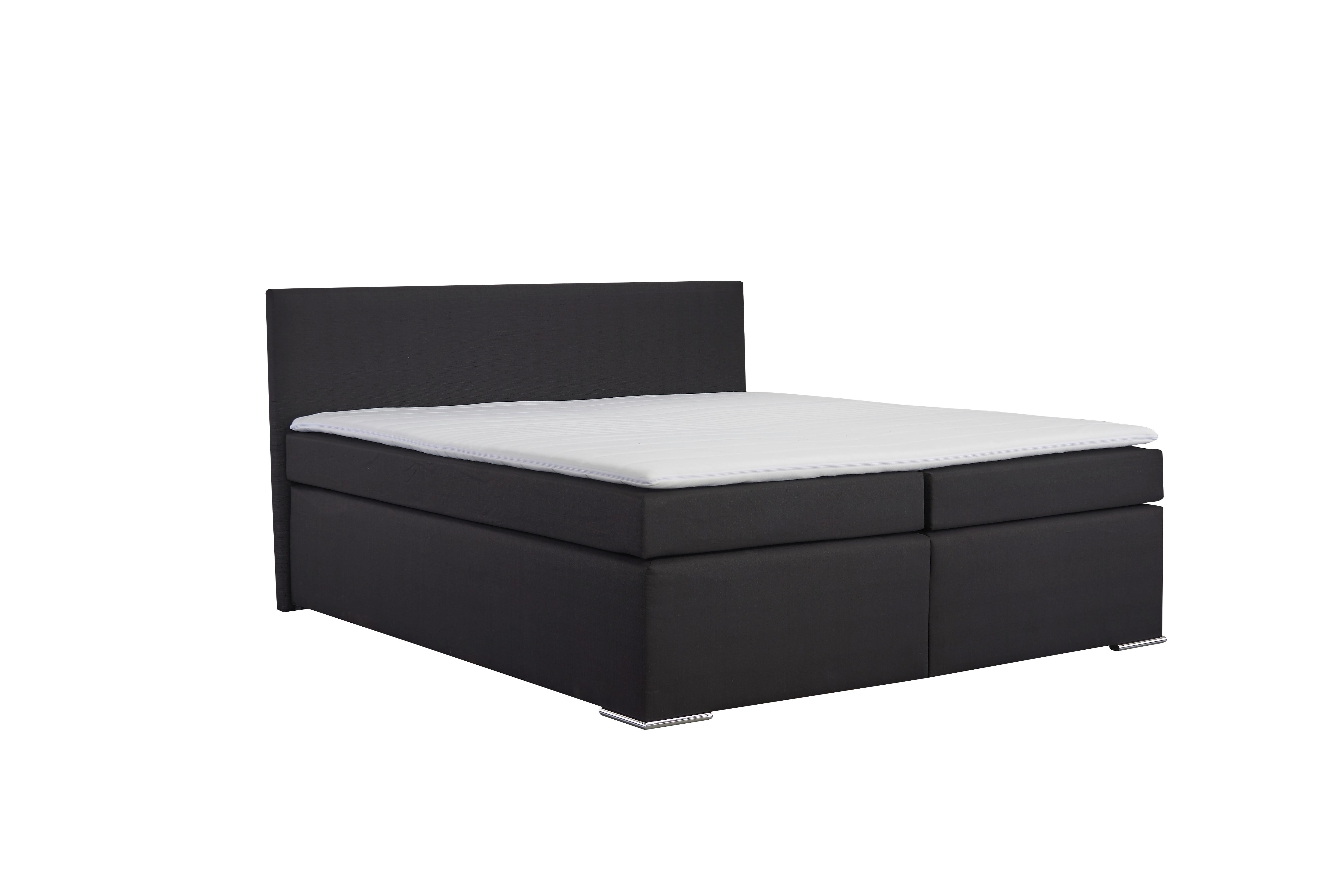 Postel Boxspring NERO PL: 180/200cm, černá - černá/barvy chromu, Konvenční, kov/textil (180/200cm)