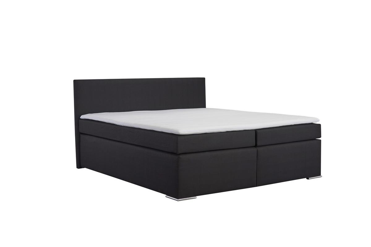 Postel Boxspring NERO PL: 180/200cm, černá - černá/barvy chromu, Konvenční, kov/textil (180/200cm)