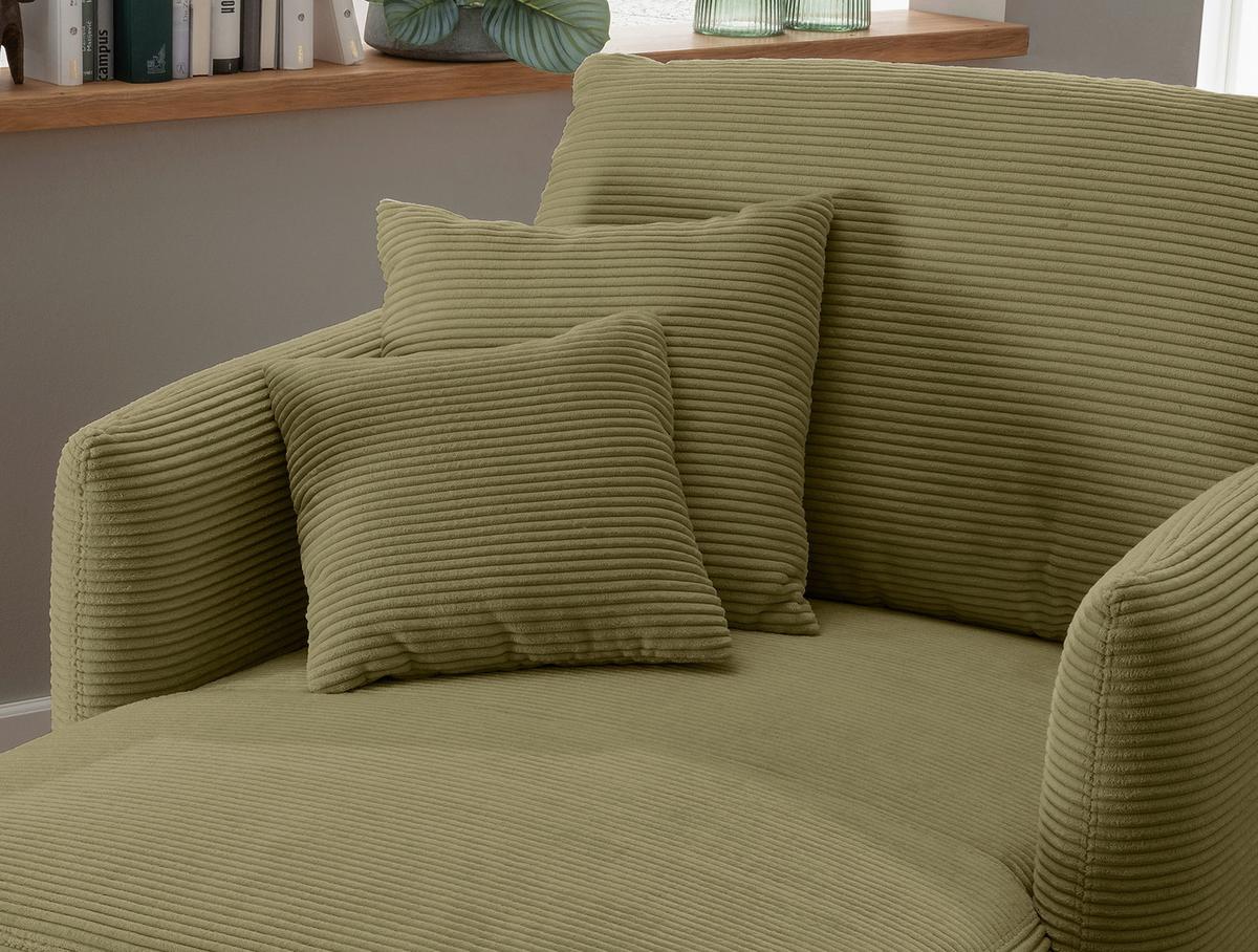 XXL-Sessel Vanilla, Olivgrün B: 112 cm - Schwarz/Olivgrün, Design, Textil (112/95/158cm) - Livetastic