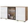 Kommode Caro Eiche Wotan/Weiß Hg B: 150 cm - Weiß Hochglanz/Eiche Wotan, Design, Glas/Holzwerkstoff (150/69,7/39,5cm) - Livetastic