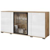 ŠIROKÁ KOMODA CARO 150 - čierna/biela s vysokým leskom, Design, kompozitné drevo/plast (150/69,7/39,5cm) - Livetastic