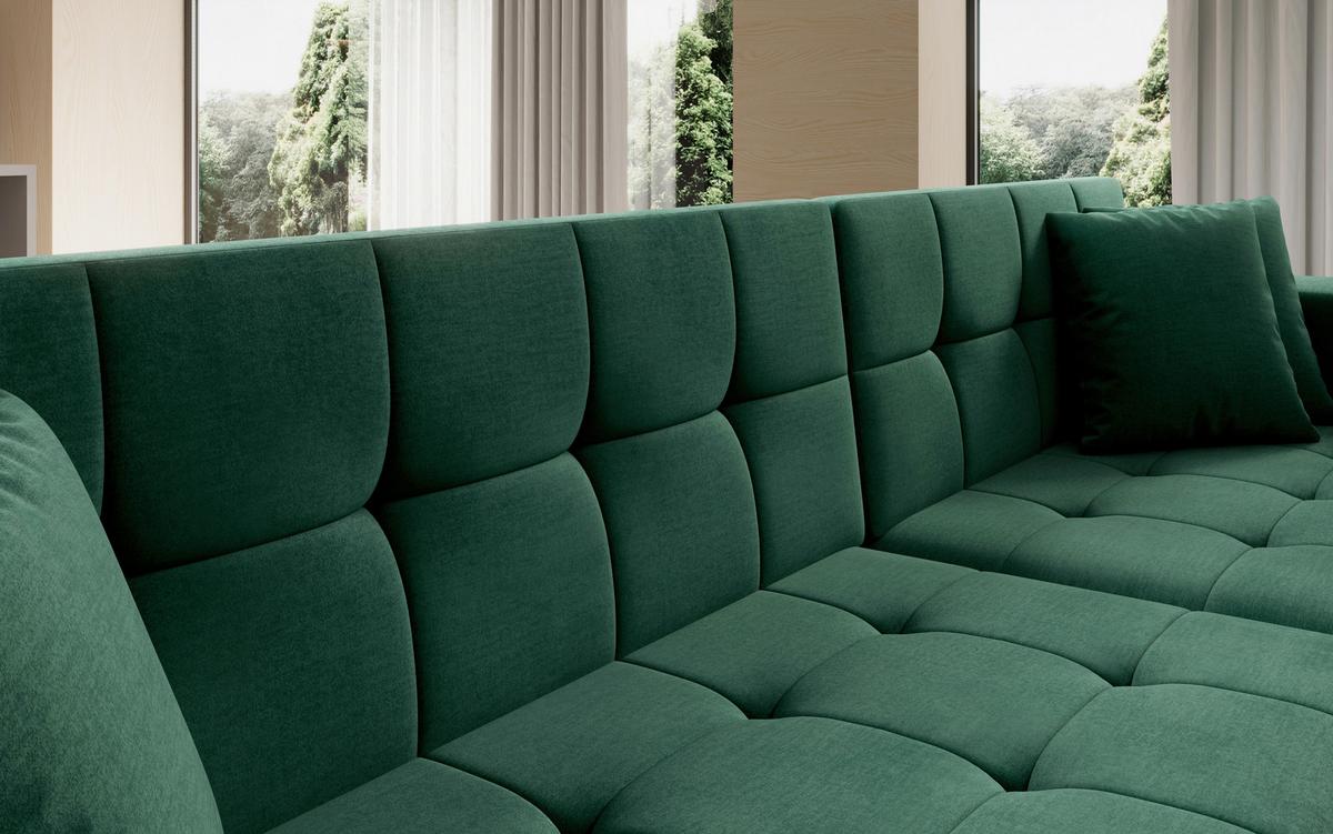 Ecksofa Solange Grün S: 196x292 cm - Chromfarben/Grün, Design, Textil (196/292cm) - MID.YOU