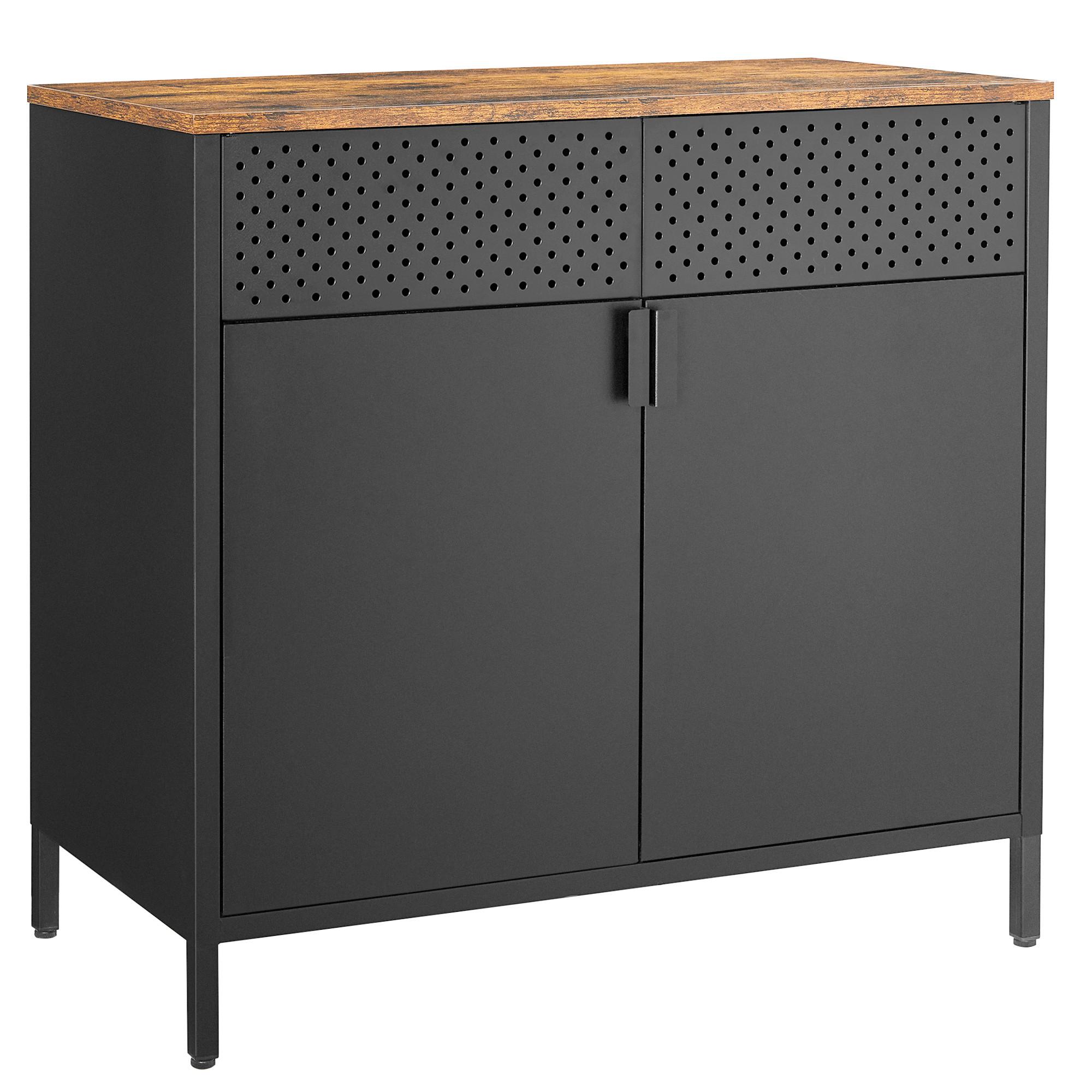 Kommode Kommode B: 80 Cm Schwarz - Schwarz/Braun, Trend, Holzwerkstoff/Metall (80/76/40cm) - Boxxx