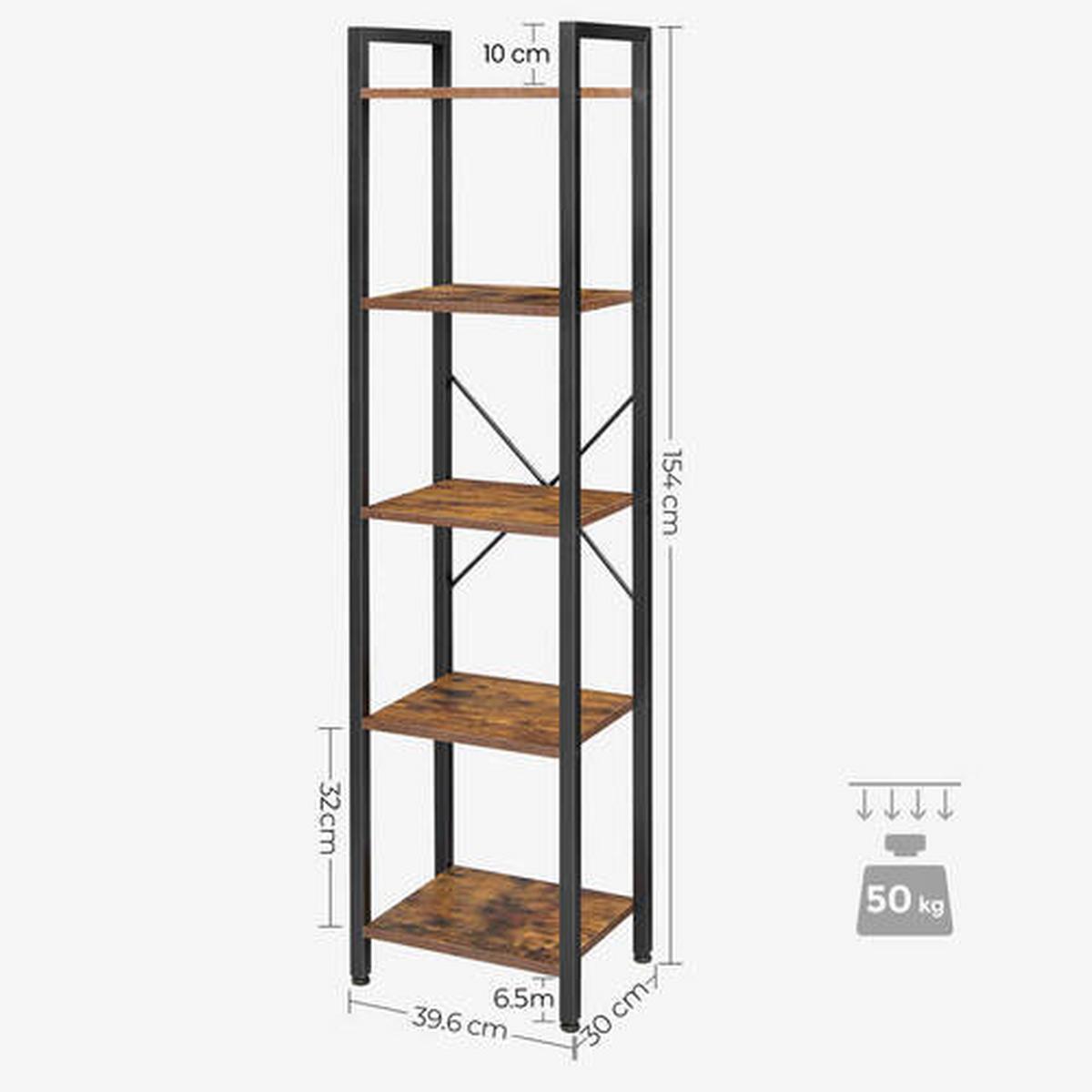 Regal Regal B: 39,6 cm Braun/Schwarz - Schwarz/Braun, Trend, Holzwerkstoff (39,6/154/30cm) - Boxxx