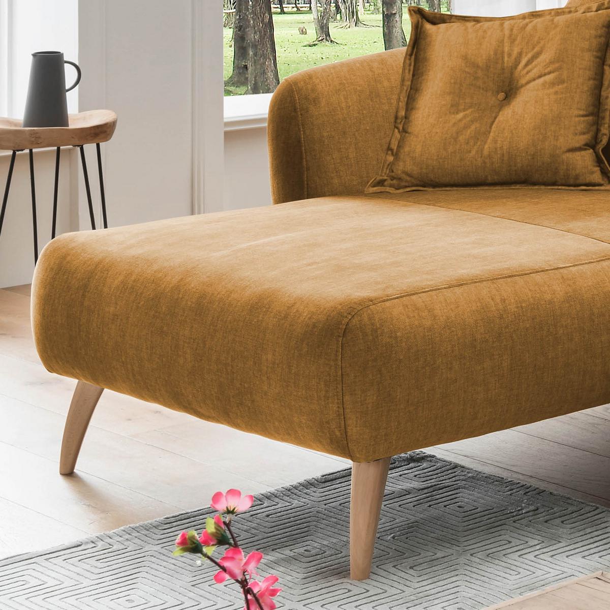 Ecksofa Baggio Gelb S: 162/277 cm - Gelb/Buchefarben, MODERN, Holz/Textil (162/277cm) - Livetastic