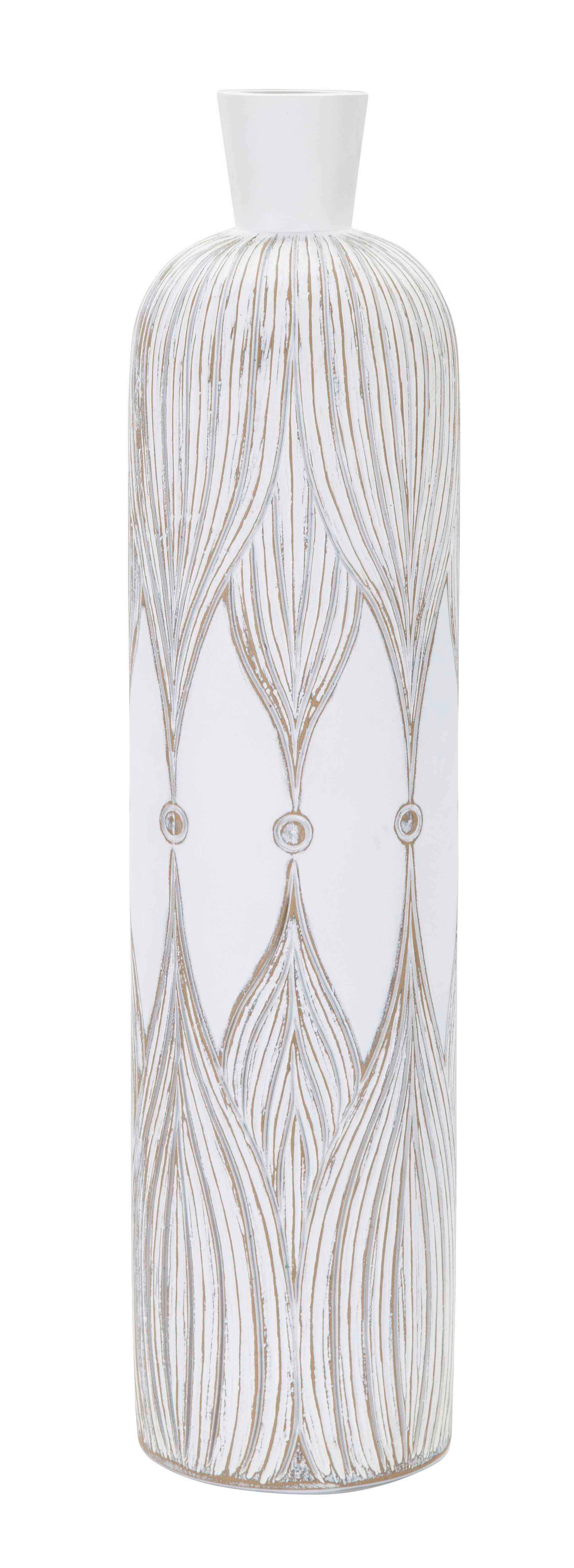 Vase Polyresin Atene Weiß B: 15 cm - Weiß, Basics, Kunststoff (15/60/15cm)