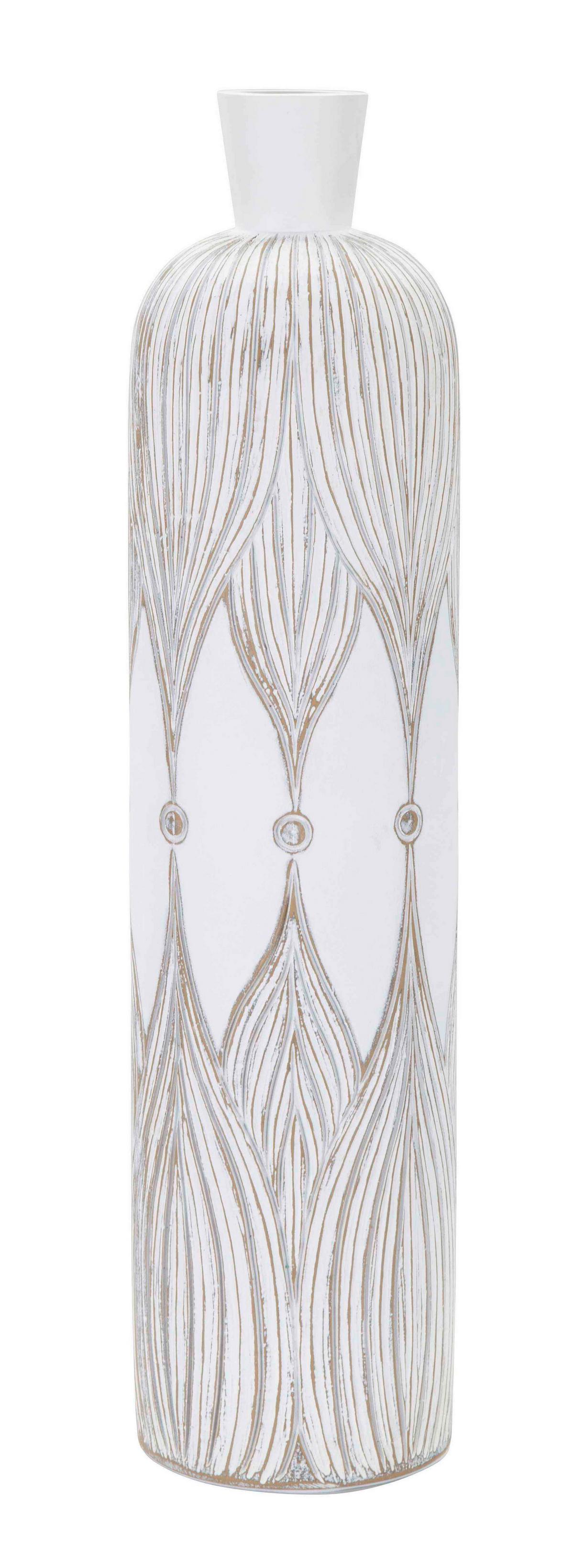 Vase Polyresin Atene Weiß B: 15 cm - Weiß, Basics, Kunststoff (15/60/15cm)