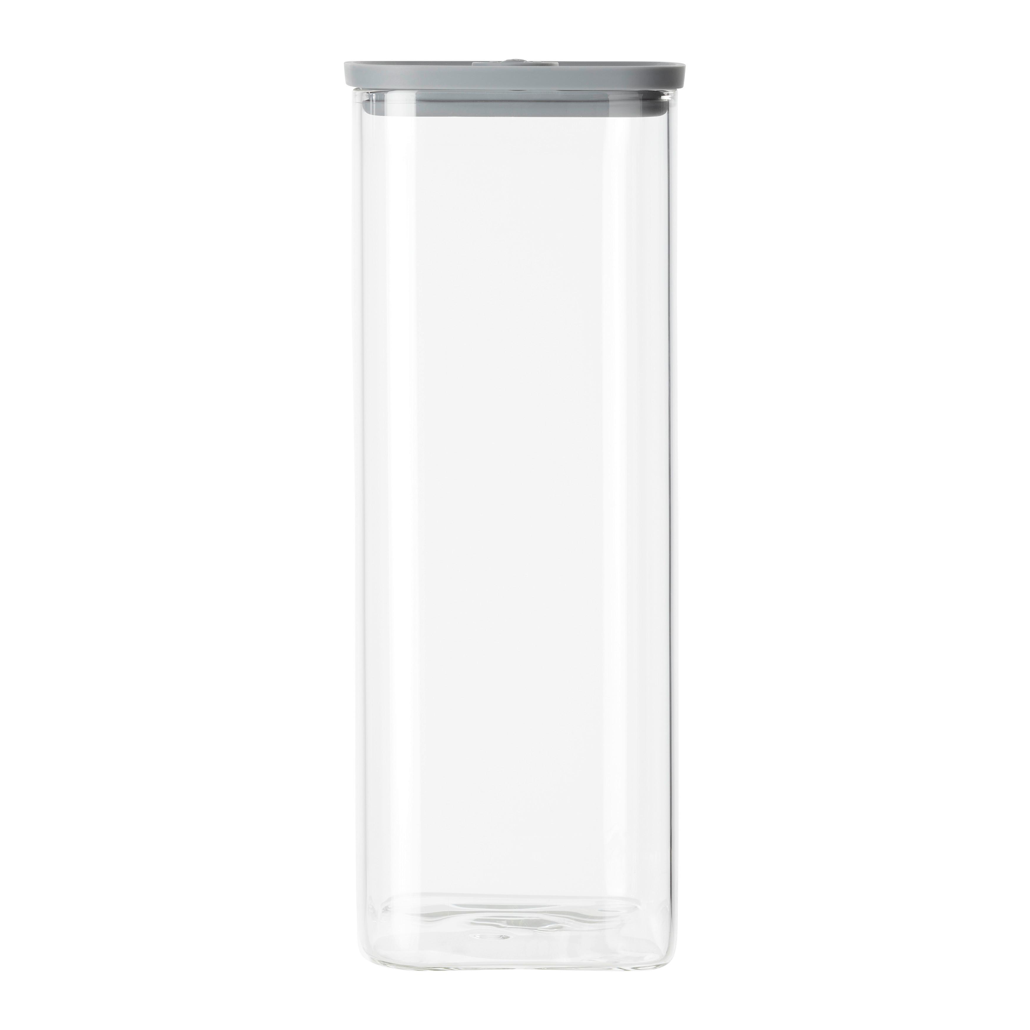 SKLENĚNÁ DÓZA NA POTRAVINY SELINA - CA. 2,1L - šedá/čiré, Moderní, plast/sklo (10,3/26,8/10,3cm) - Modern Living