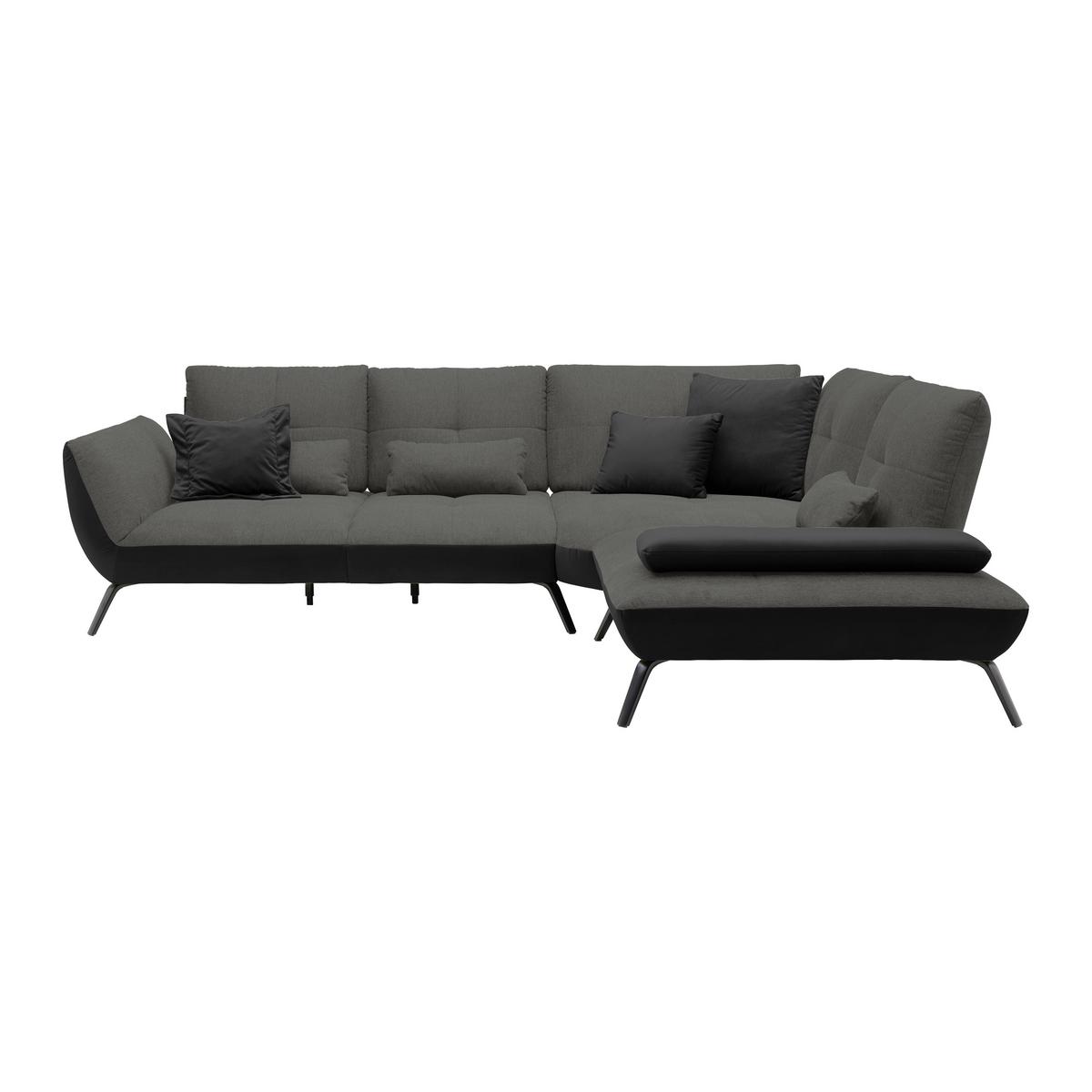 Rohová sedačka TRENDY, pravá, černá / antracitová - černá/antracitová, Moderní, kov/kompozitní dřevo (310/93/250cm) - Premium Living