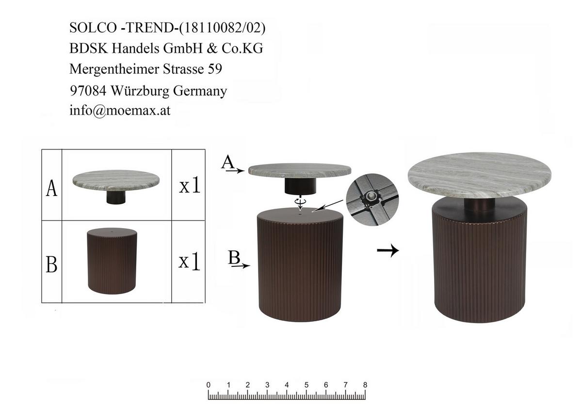 KONFERENČNÝ STOLÍK SOLCO -TREND- - bronzová/prírodná farba, Lifestyle, kov/kompozitné drevo (44/46cm) - Premium Living