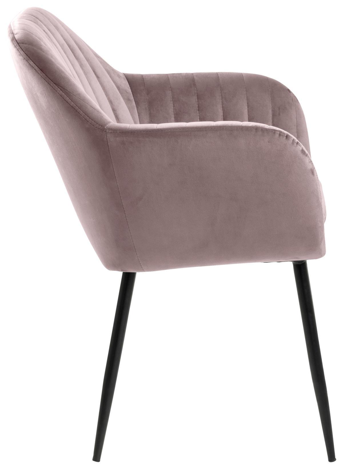 Židle s područkami EMILIA růžová - starorůžová/černá, Trend, kov/textil (57/83/59cm) - Ambia Home