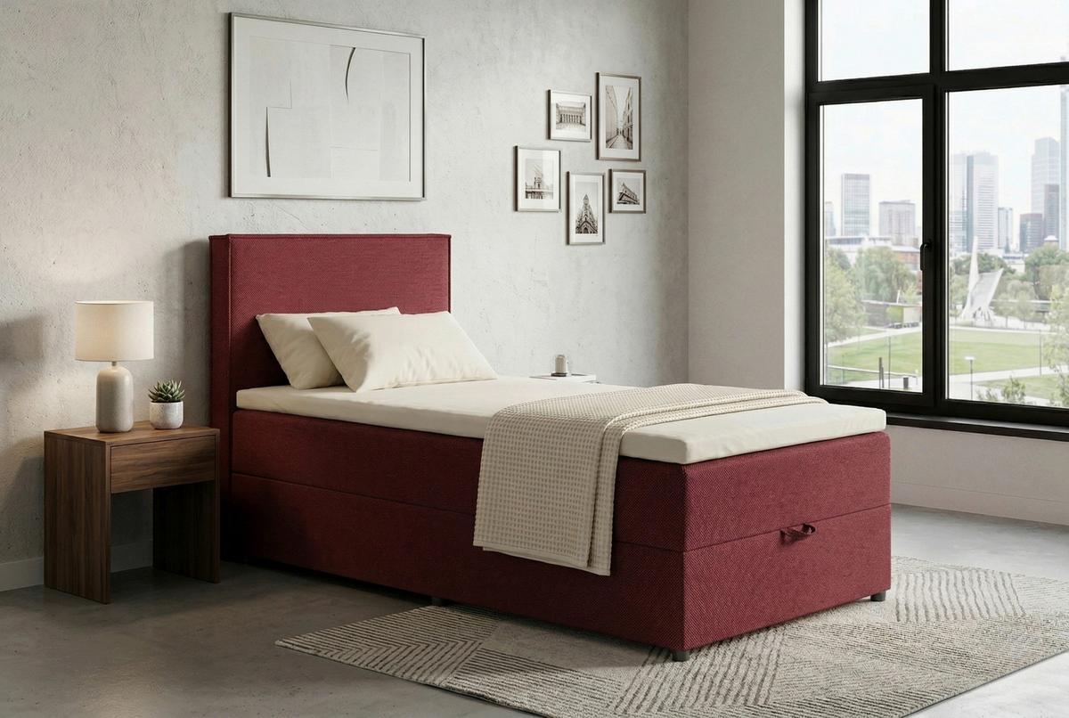 Boxspringbett Naxos 100x200 Soul 2 Rot - Rot/Schwarz, MODERN, Holzwerkstoff/Textil (100/200cm)