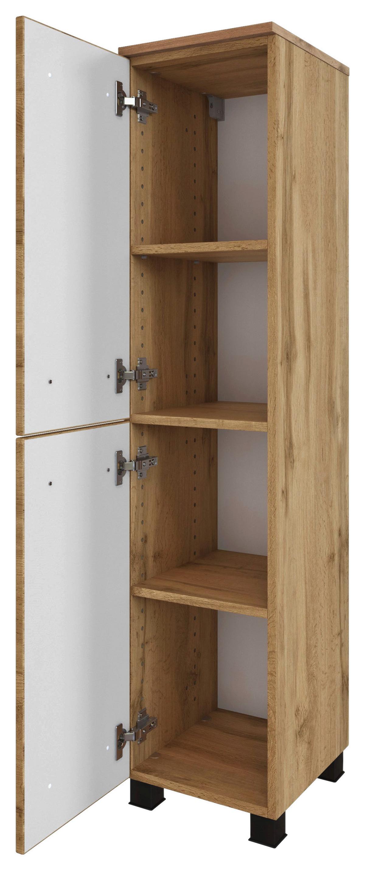 Badmöbel-set Manchester B: 130 Cm Eiche Wotan Dekor - Eichefarben/Weiß, MODERN, Keramik/Holzwerkstoff (130cm) - Held