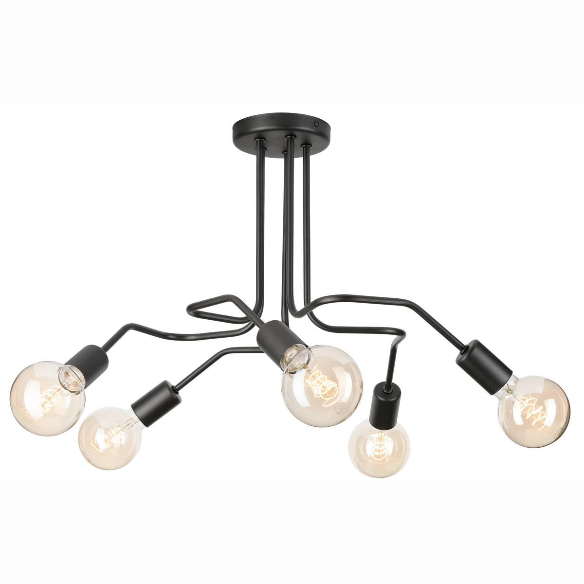 Deckenleuchte Domino Schwarz Hochglanz - Schwarz Hochglanz, KONVENTIONELL, Metall (40/59/40cm)