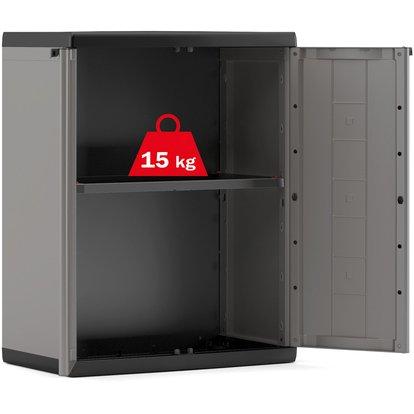 Plastová skrinka DAN nízka - čierna/sivá, Konventionell, plast (68/85/39cm) - Keter