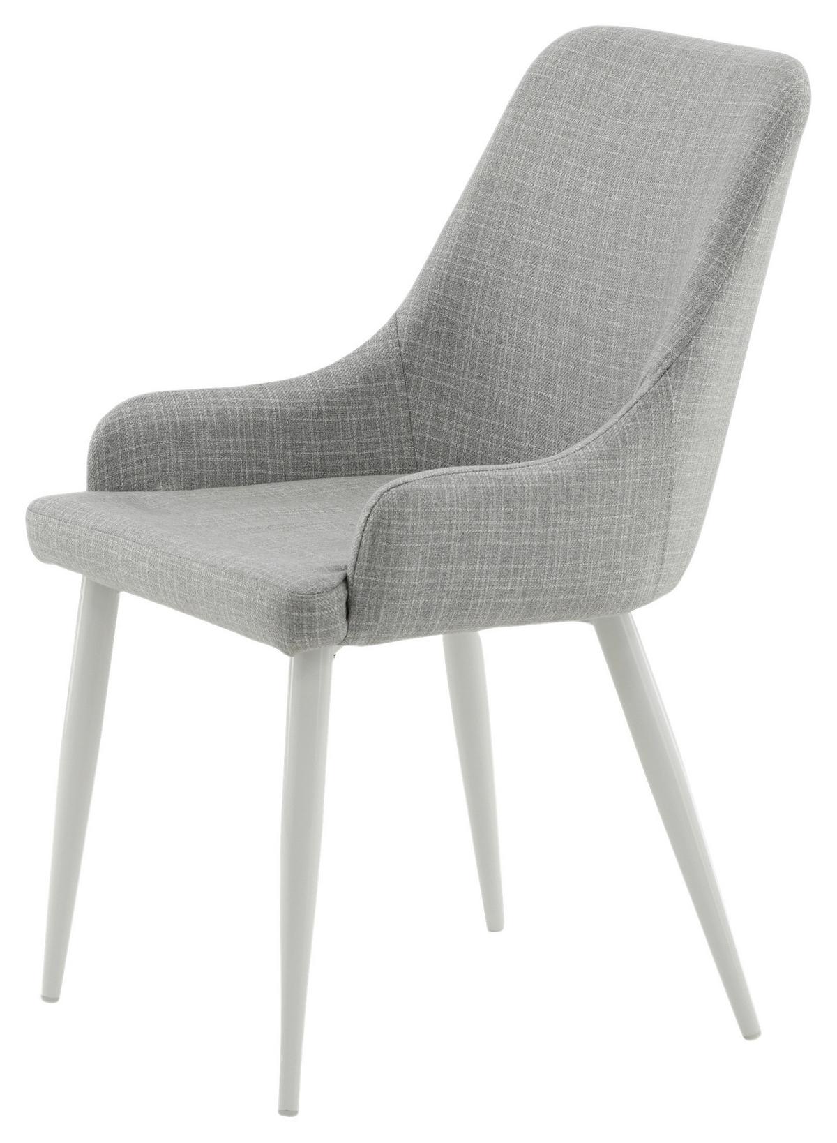 Stuhl-set Plaza Weiß/hellgrau B: 49 Cm - Hellgrau/Weiß, Design, Textil/Metall (49/86/58cm) - Livetastic