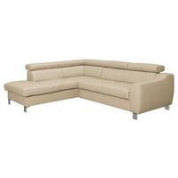 Ecksofa Aspen Beige S: 208 Cm - Chromfarben/Beige, Design, Leder/Textil (208/245cm) - Livetastic