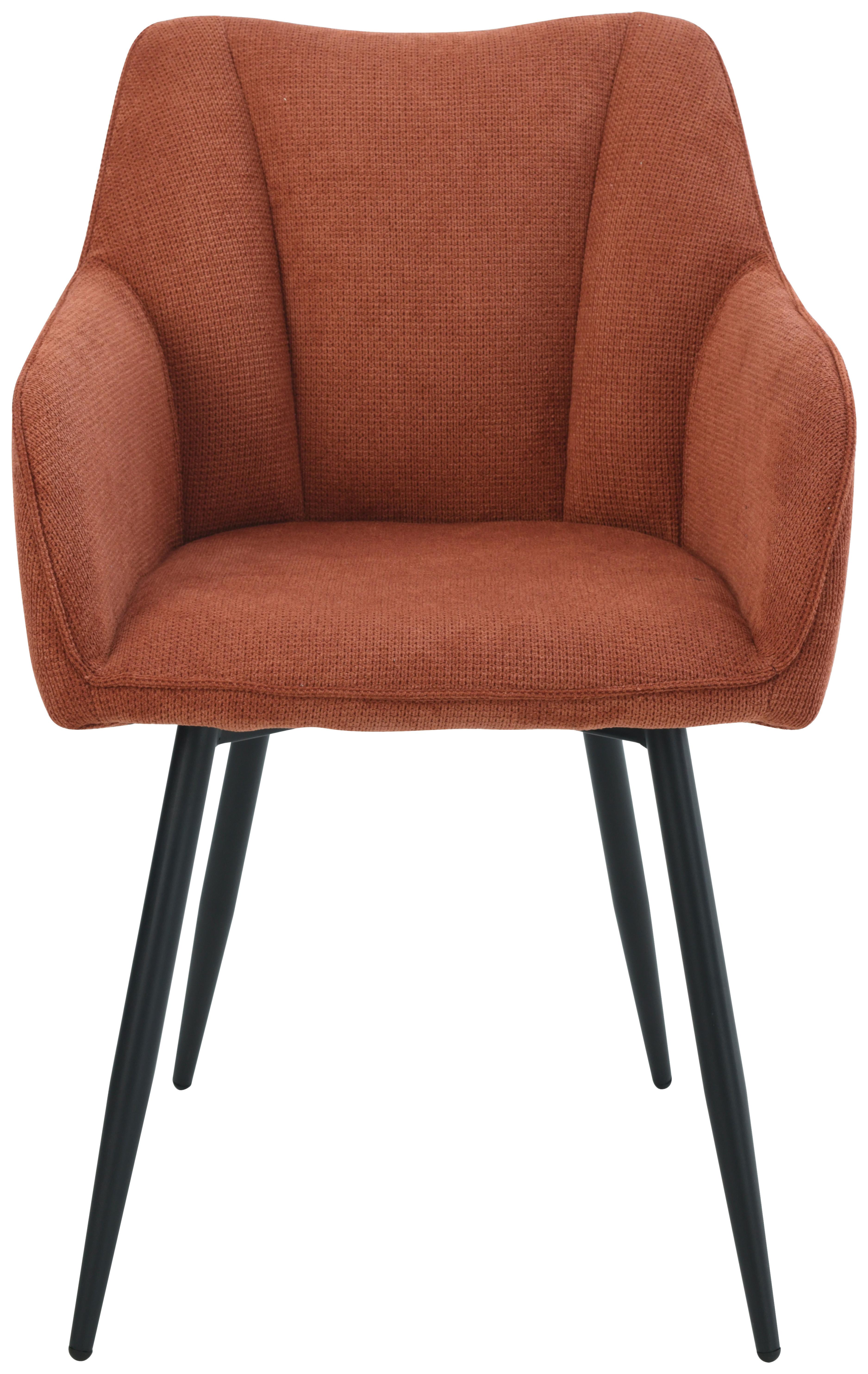 Armlehnstuhl Caro Teracotta Gepolstert - Terracotta/Schwarz, KONVENTIONELL, Holz/Textil (55/83/61cm) - Nedis SmartLife