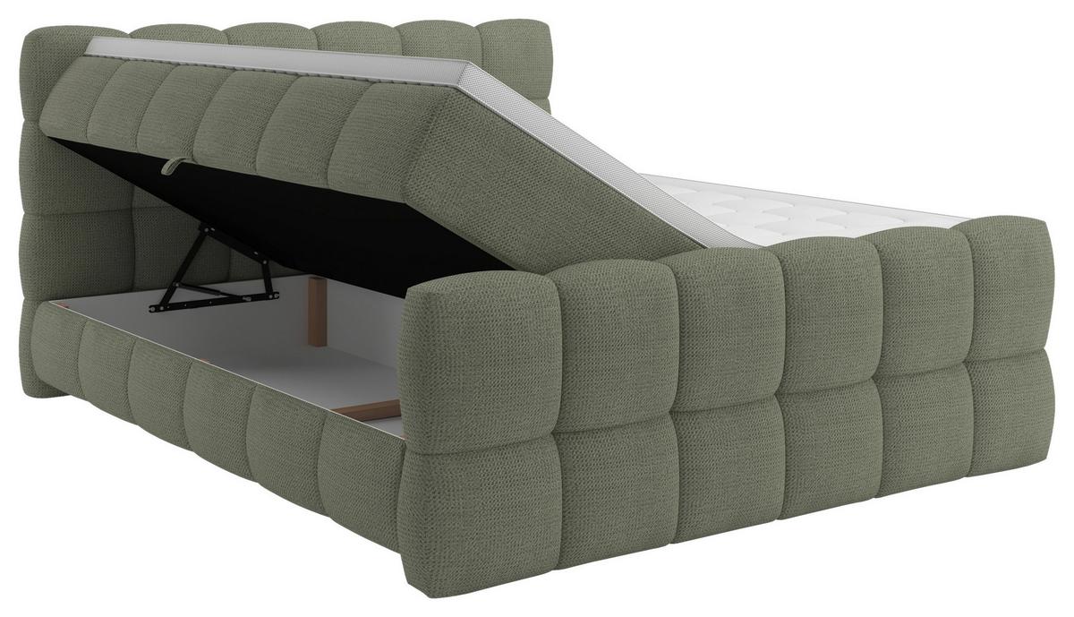 BOXSPRINGBETT inkl. Bettkasten 160x200 - Schwarz/Grün, Trend, Holz/Holzwerkstoff (160/200cm) - Sembella