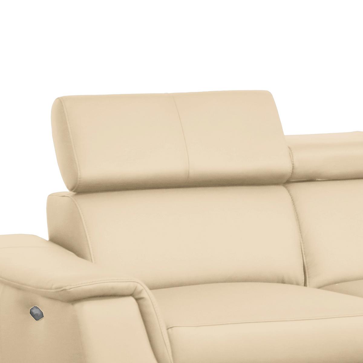 Ecksofa Lince Beige S: 257x197 Cm - Chromfarben/Beige, Design, Leder/Textil (257/197cm) - Livetastic