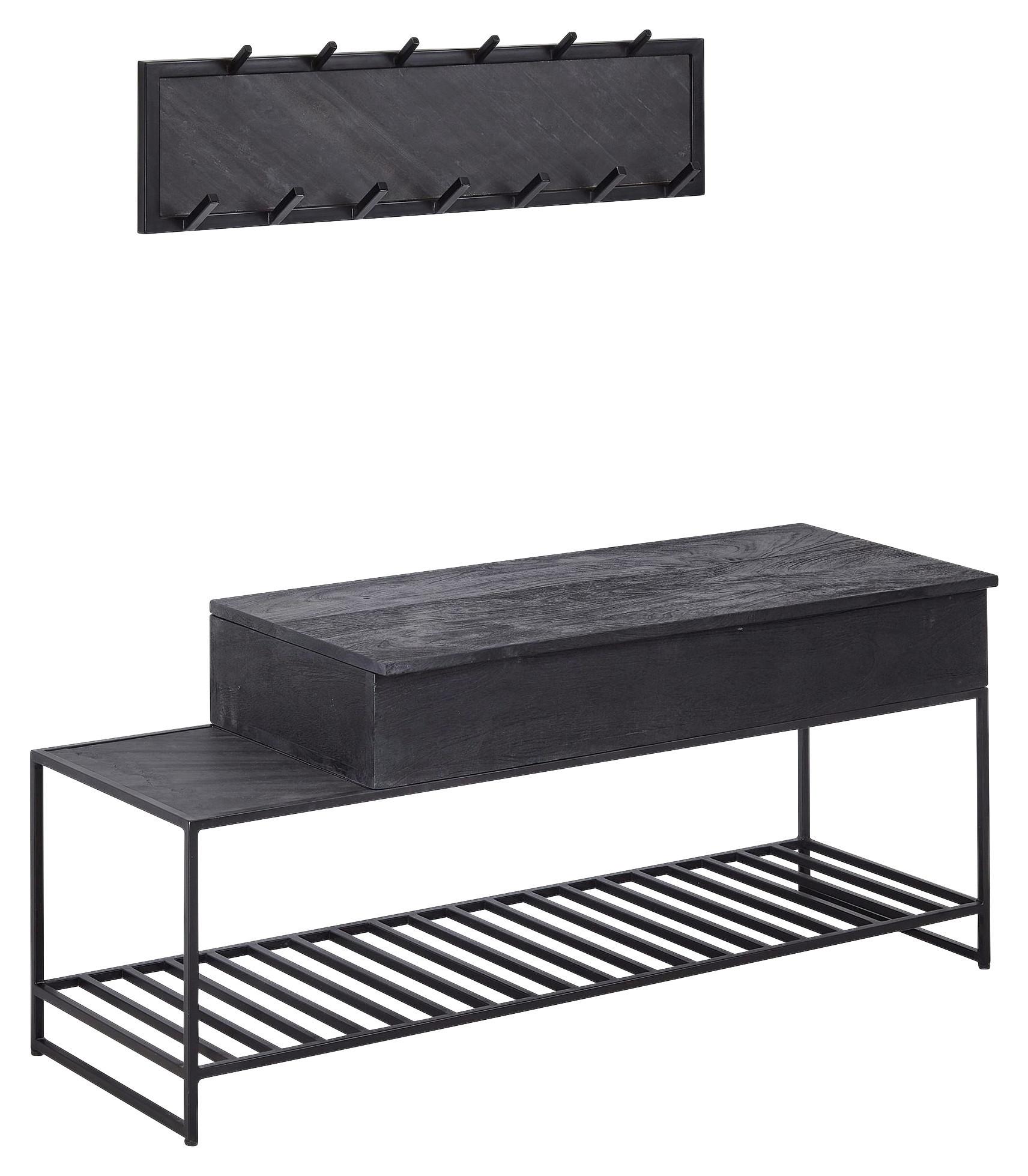 Predsieňový nábytok masív mango/kov - čierna, Modern, drevo (110/70,5/37cm) - MID.YOU
