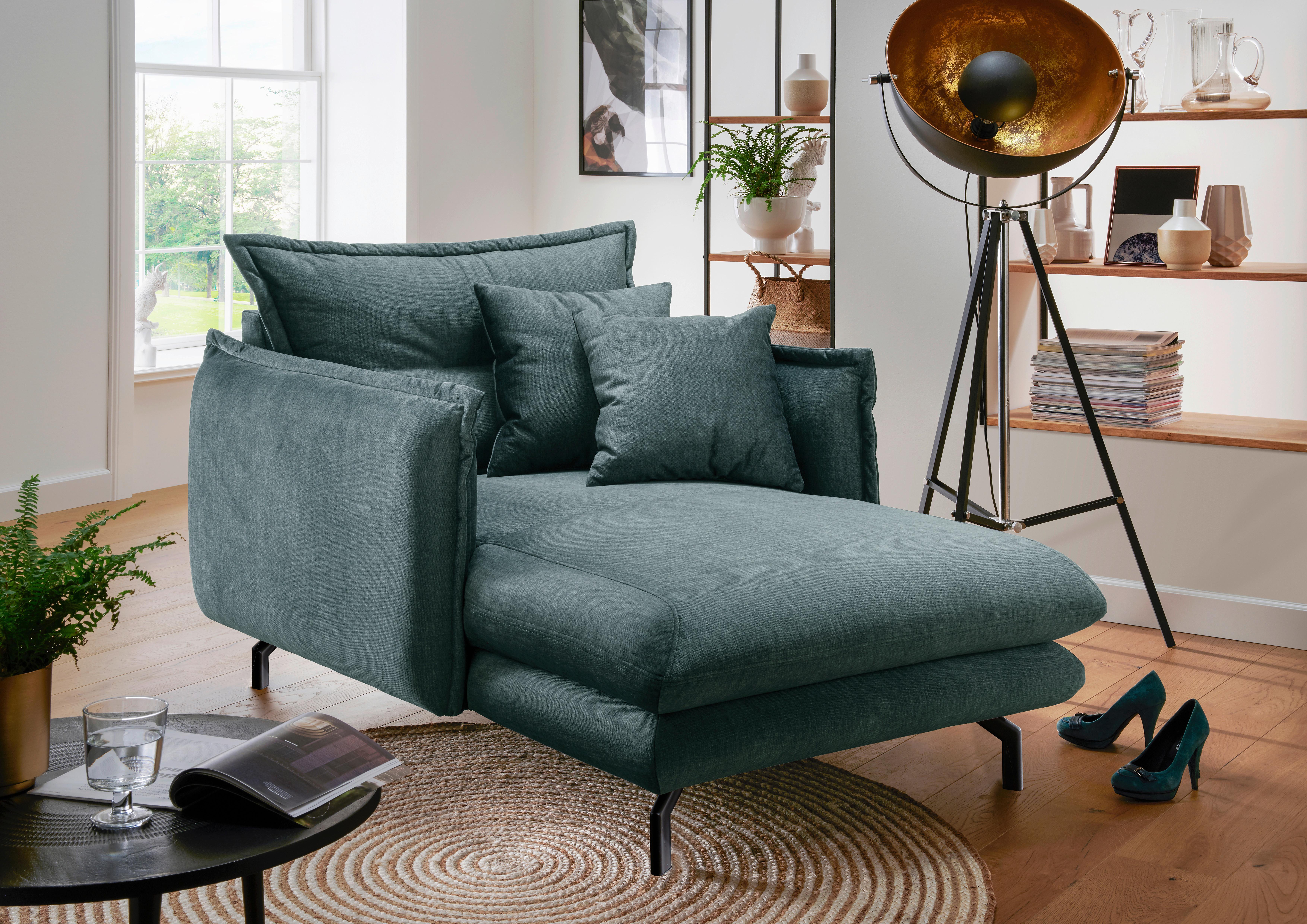 XXL-Sofa Lava Hellblau B: 111 cm - Schwarz/Hellblau, MODERN, Textil (111/101/167cm) - Livetastic