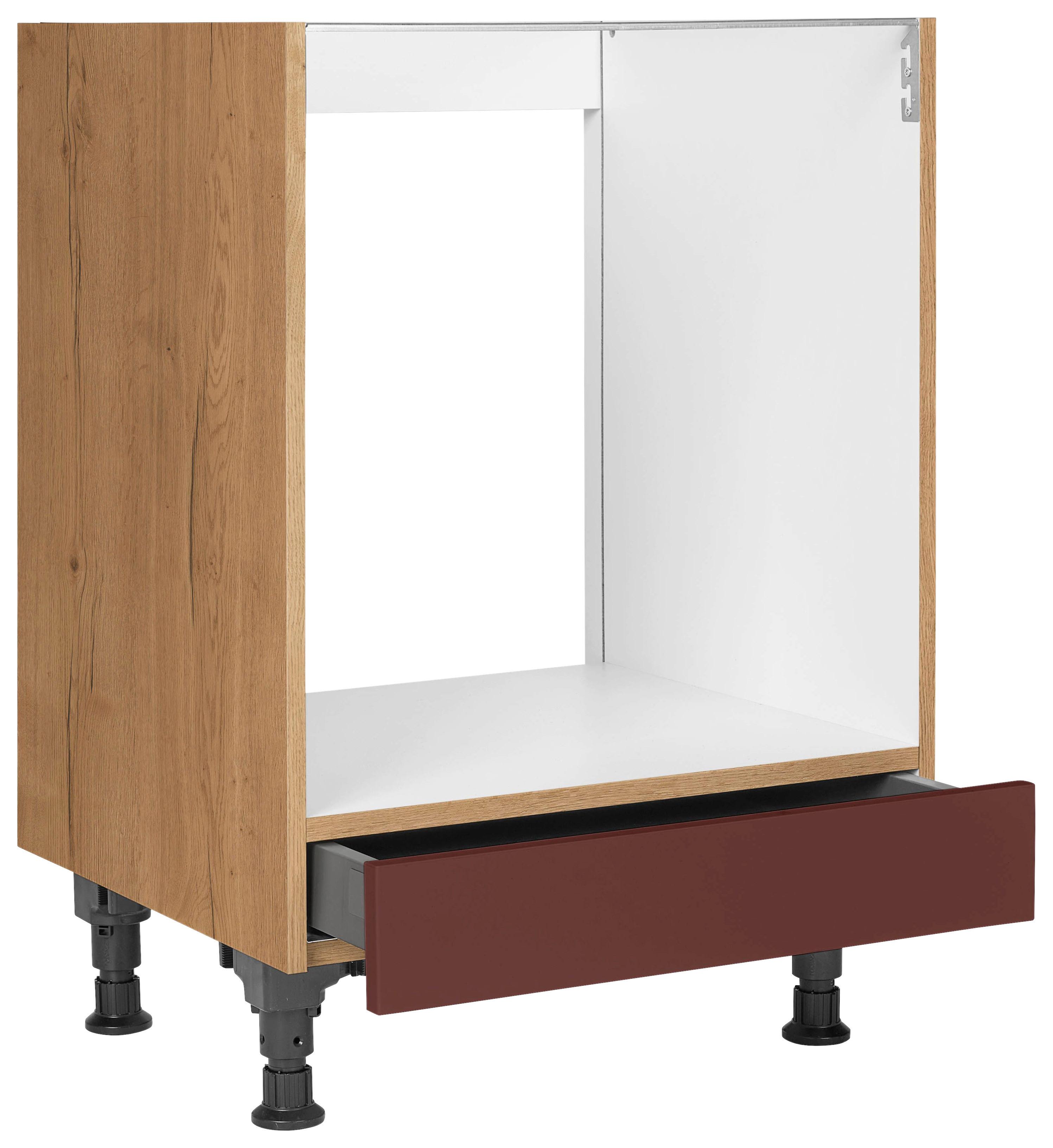 Herdumbauschrank Easytouch - Eichefarben/Rot, MODERN, Holzwerkstoff (60,0/87,0/56,0cm) - Nobilia