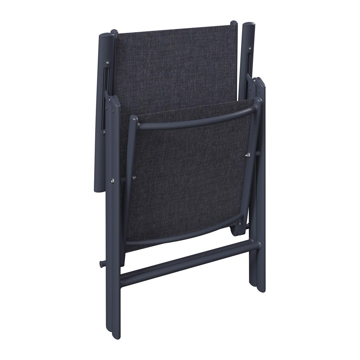 ZAHRADNÍ ŽIDLE NIKI - černá/tmavě šedá, Basics, kov/textil (56/106/54cm)