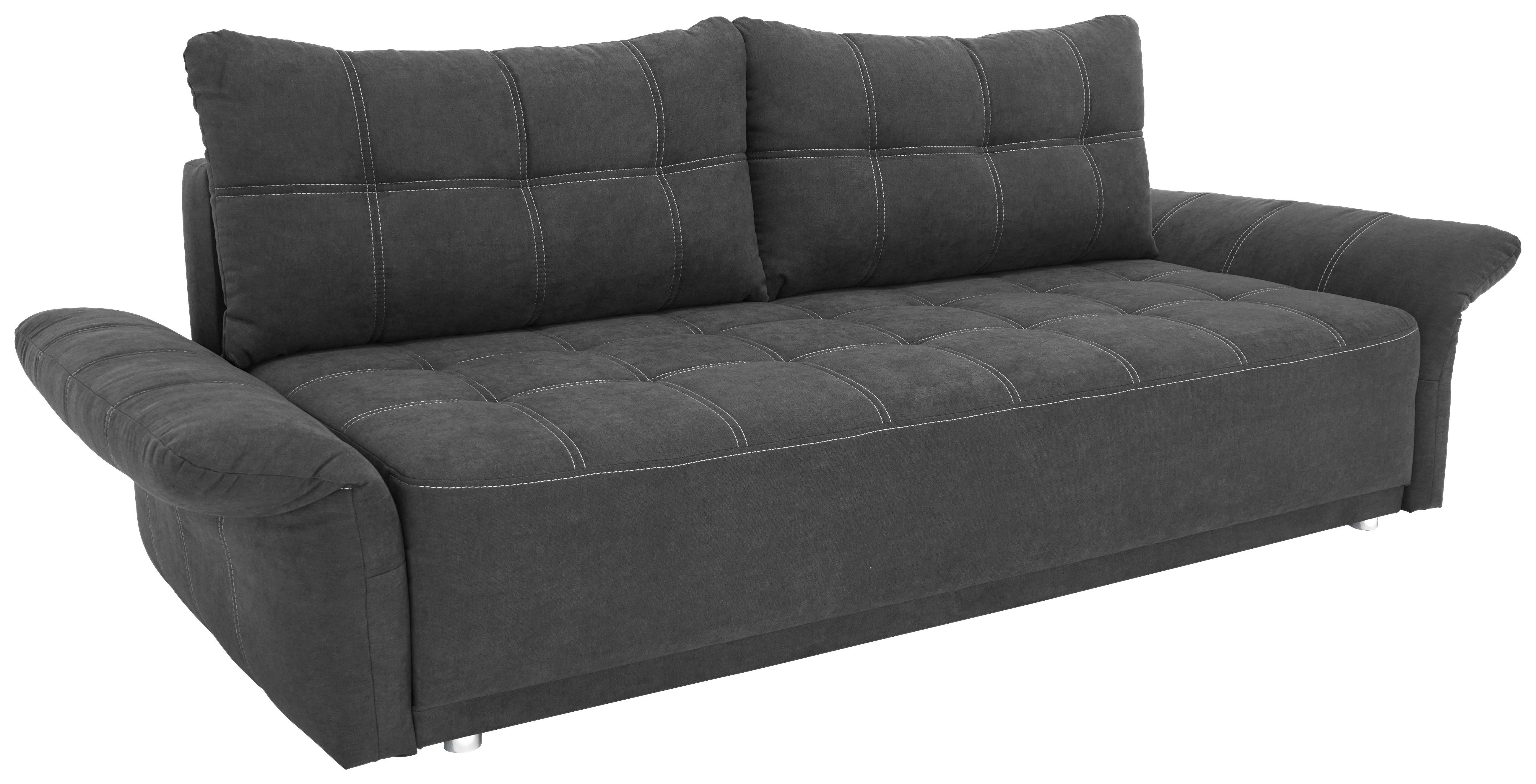 Veľká pohovka PASCAL, tmavohnedá - tmavohnedá, Basics, kov/drevo (221/91/107cm)