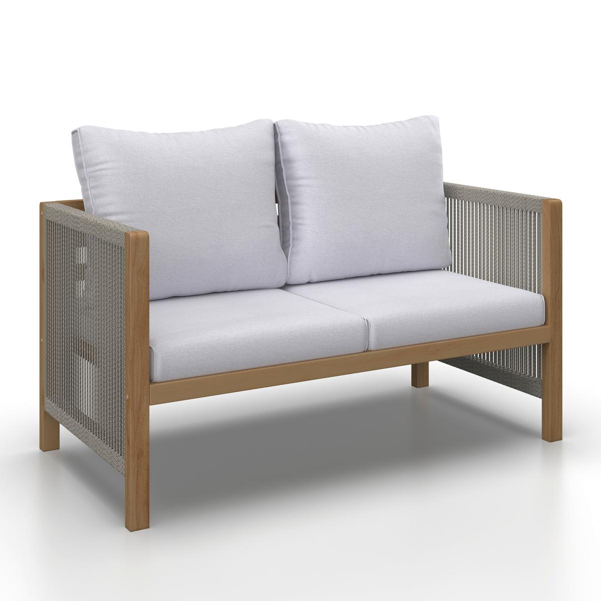 TERASOVÁ SEDACÍ SOUPRAVA EFFIE - světle šedá, Moderní, dřevo/textil (124/64,5/63,5cm) - Bessagi Garden