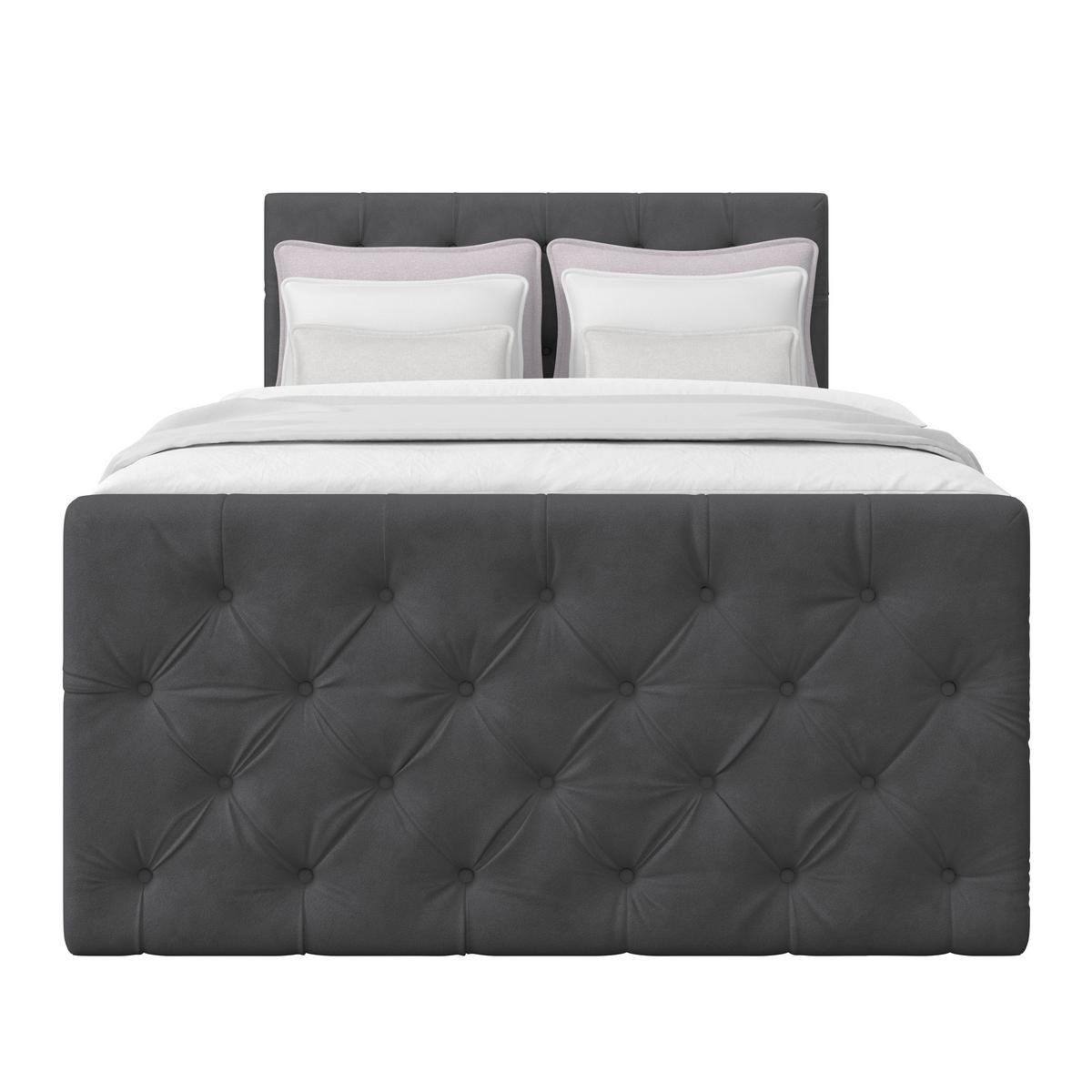 Boxspringbett Elio Graphitfarben 140x200 Cm H2 - Beige/Schwarz, ROMANTIK / LANDHAUS, Textil (140/200cm) - James Wood