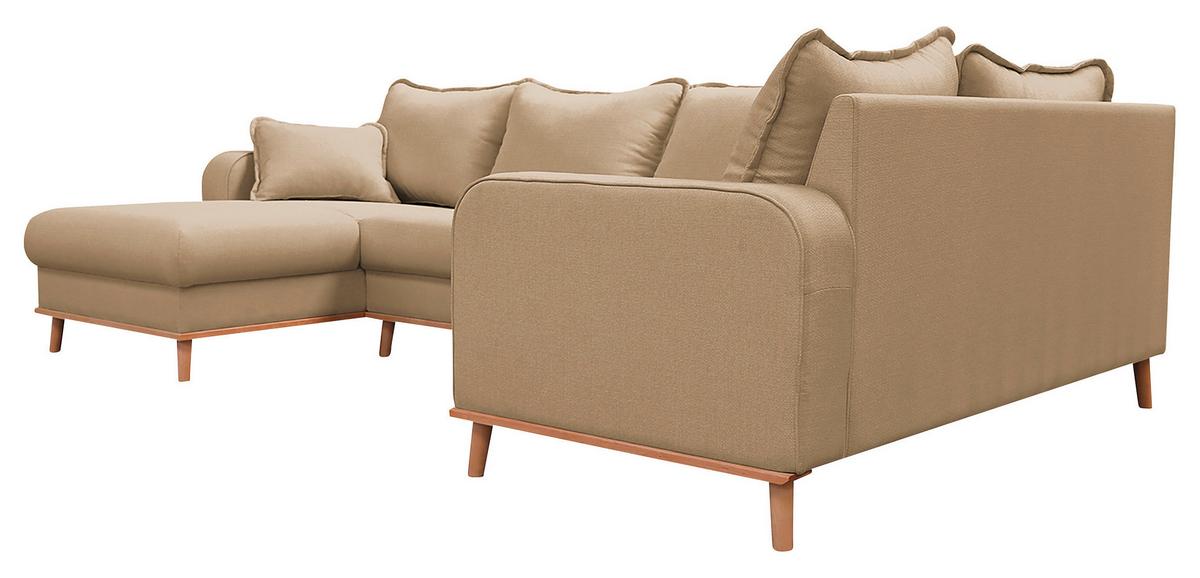 Wohnlandschaft Beata Sandfarben U: 170x296x167 cm - Sandfarben/Wengefarben, Design, Textil (170/296/167cm) - Livetastic