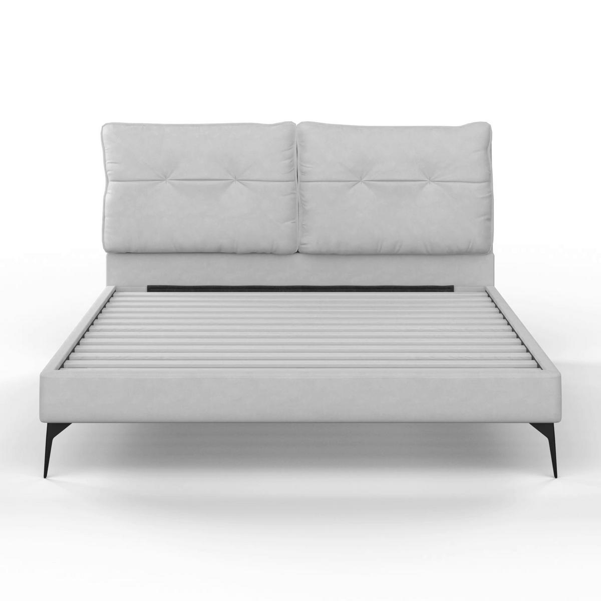 Čalouněná postel MALEA 180x200 cm, béžová - černá/přírodní barvy, Moderní, kov/dřevo (180/200cm) - Bessagi Home