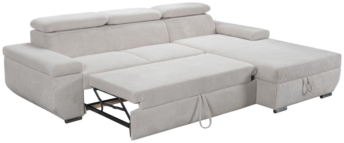 Sofa Lars Beige, Lf: 146x240 cm - Chromfarben/Creme, Basics, Textil (268/189cm) - Livetastic