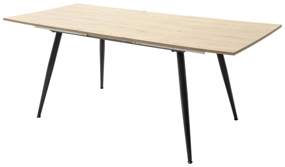 Esstisch Ausziehbar Barbuda Lxb: 160x90 Cm Wildeiche Dekor - Wildeiche/Schwarz, MODERN, Holzwerkstoff/Metall (160-200/90/76cm) - MID.YOU