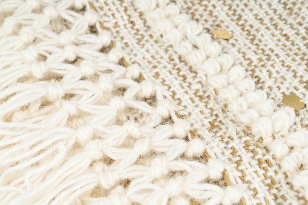 Decke Bohist 425 Creme/Dunkelgrün B: 130 cm - Dunkelgrün/Creme, KONVENTIONELL, Kunststoff/Textil (130/170cm)