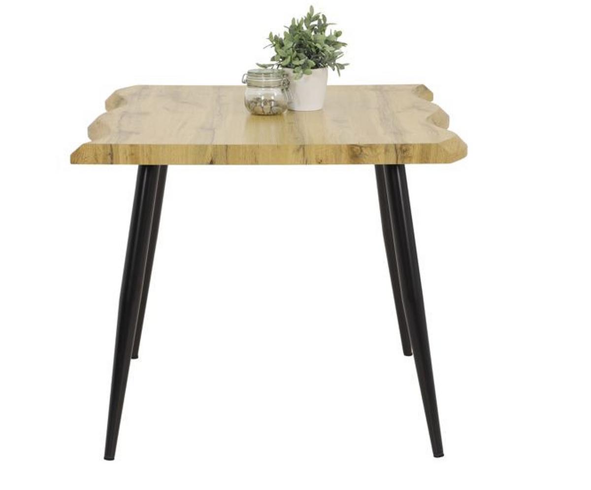 Jídelní stůl Gabi 90 - divoký dub/černá, Design, kov/kompozitní dřevo (90/76cm)