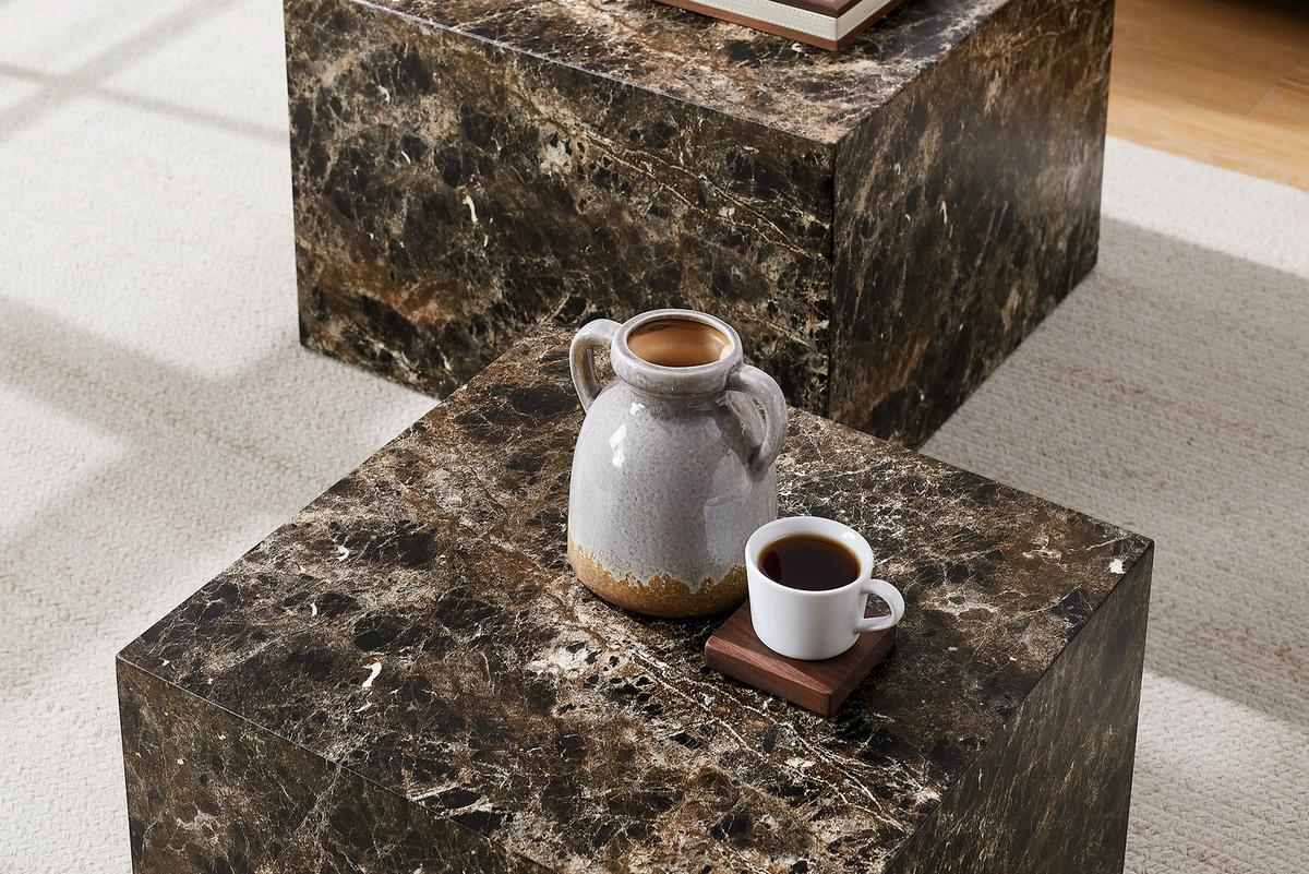 Couchtischset 2-teilig Braun - Braun, Design, Holzwerkstoff (58-50/58-50/40-33cm) - Livetastic