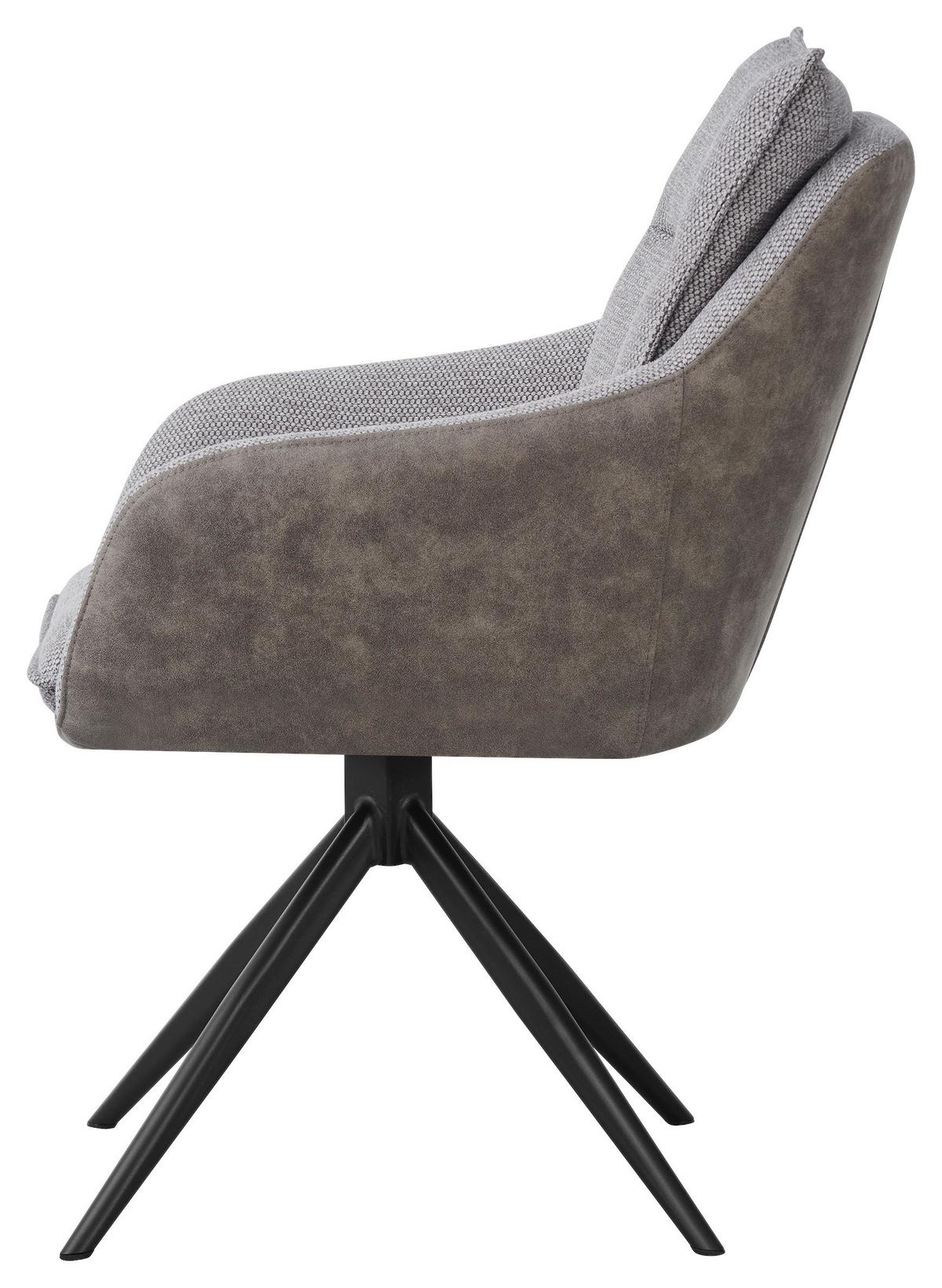 Armlehnstuhl Emilia II Webstoff braun, B: 60cm - Schwarz/Braun, MODERN, Holz/Textil (60/88/65cm)