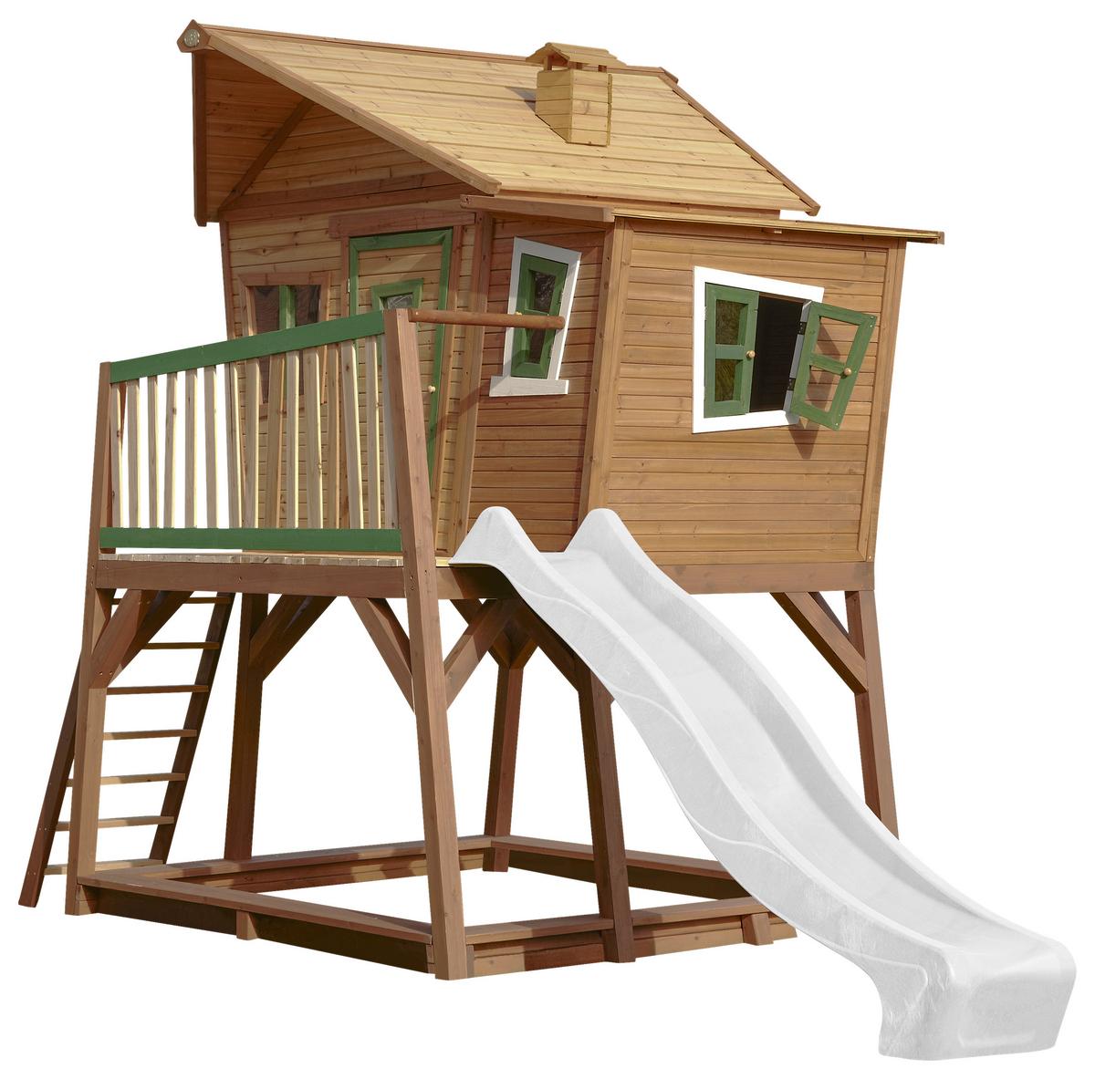 Spielturm A030.150.90 - Weiß/Braun, KONVENTIONELL, Holz (432/288/193cm) - Ambia Garden